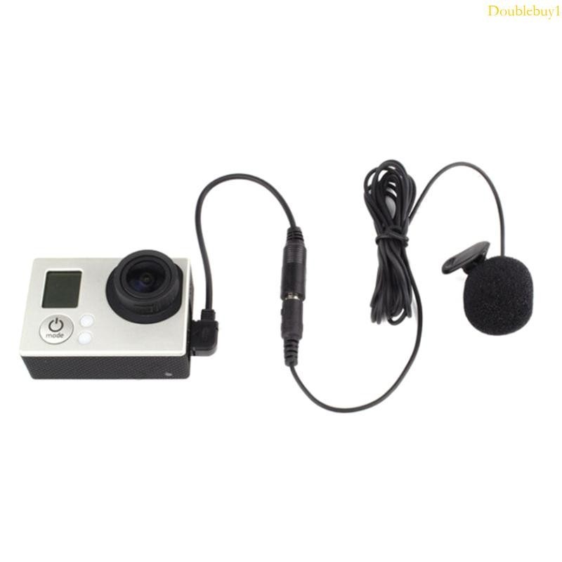 Dou 用於 Hero 3 3+ 4 相機迷你 USB 至 3 5 毫米適配器電纜麥克風配件的全向領夾式麥克風