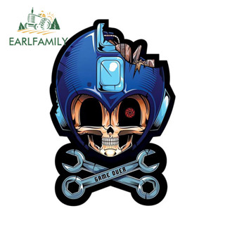 EARLFAMILY 13cm x 8.8cm 適用於洛克人骷髏汽車貼紙防刮手推車露營車窗戶乙烯基貼花防水卡通汽車用品