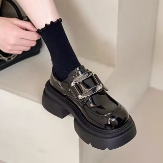 限時下殺🚀🚀✨日系 JK小皮鞋 學院風厚底增高英倫風小皮鞋女2025春季新款時尚小個子樂福鞋金屬扣單鞋