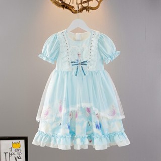 女童夏季洛麗塔公主裙愛莎lolita兒童表演服冰雪奇緣艾莎連身裙女寶寶紗裙洋裝