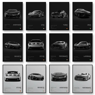 名車 GT3 RS TURBO SF90 帆布牆藝術印刷海報 URUS AVENTADOR REVUELTO 裝飾壁畫家