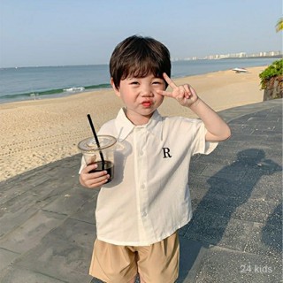 【臺灣出貨】【4229人收藏】男童白襯衫2025新款男寶寶夏裝兒童襯衣短袖 夏季薄款小童上衣