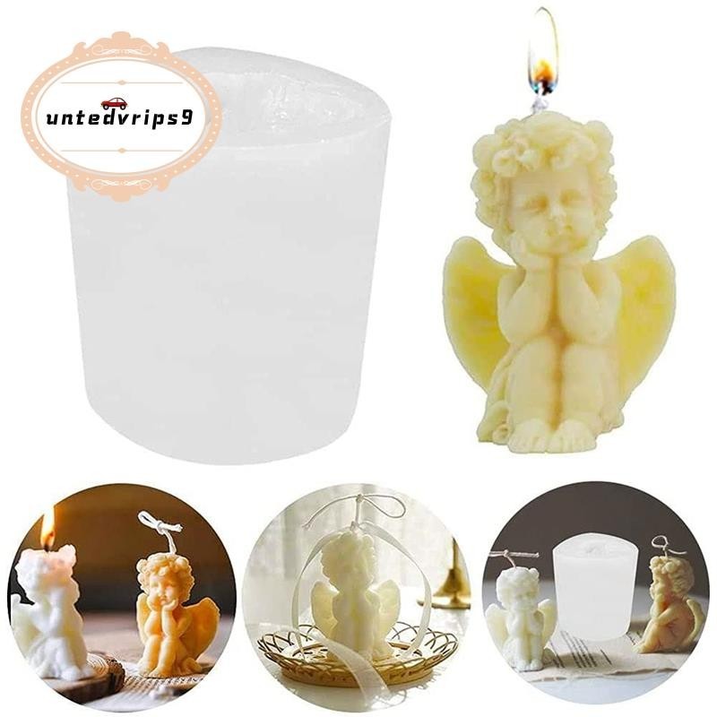 1 件蠟燭模具矽膠小天使蠟燭製作模具 3D 天使嬰兒形狀蠟燭模具巧克力蛋糕模具