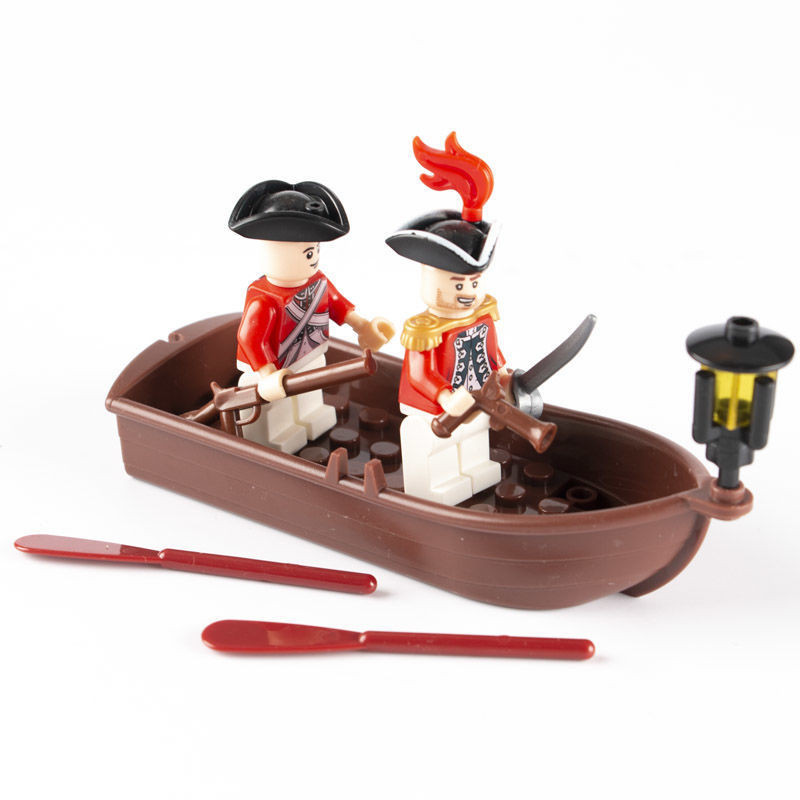 moc城市海盜人仔積木配件木船中世紀船槳燈小舟拼裝禮物兼容樂高