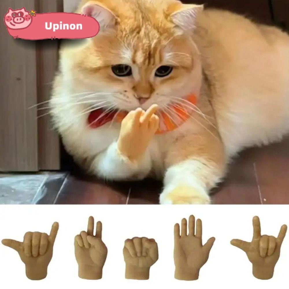 UPINON戲弄貓手指手套,貓撫摸HandHuman貓爪套,可愛寵物玩具搞笑迷你假手套