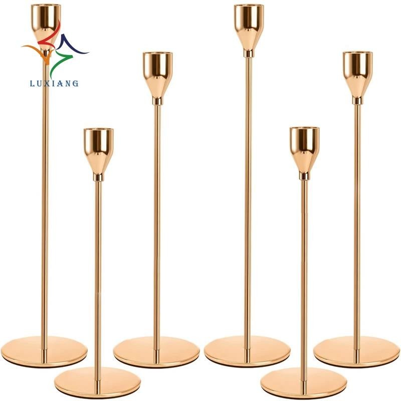 6 件裝金色燭台,用於錐形蠟燭,燭台架金屬高燭台,用於錐形蠟燭燭台易於使用