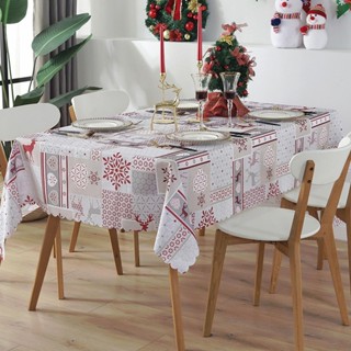 可重複使用的聖誕桌布 5 X 7.2 英尺長方形桌布聚酯防水桌布禮物派對廚房餐桌裝飾