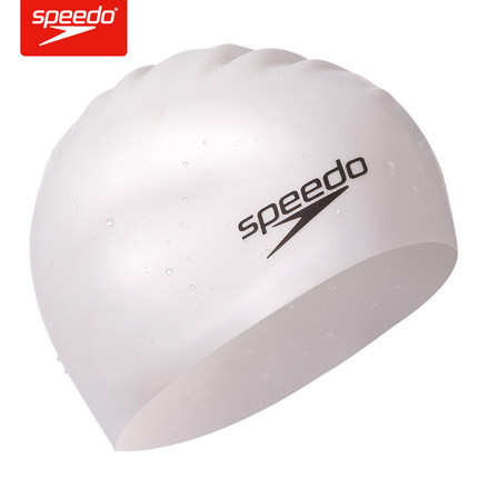 Speedo速比濤同款舒適護耳男女長髮加大彈力防水矽膠不勒訓練泳帽