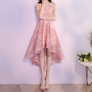 現貨韓版宴會晚禮服女吸濕排汗2024新款氣質前短後長時尚名媛聚會婚禮洋裝日常小禮服洋裝 7CEN