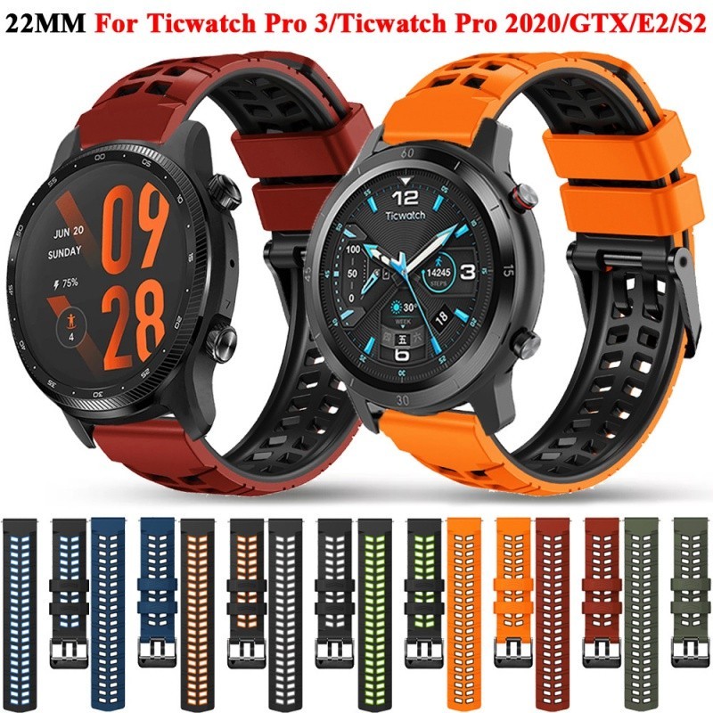 22 毫米錶帶替換錶帶適用於 Ticwatch Pro 3 GPS GTX 2021 2020 智能手錶矽膠手鍊錶帶適用