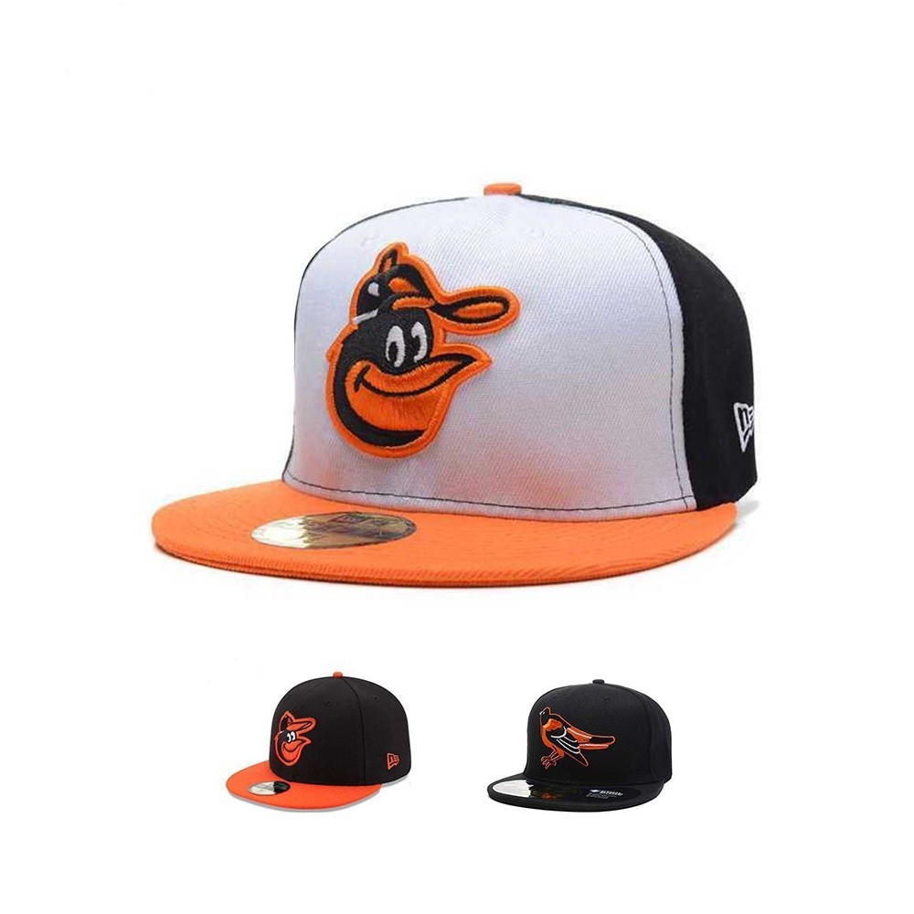 MLB 尺寸帽 巴爾的摩金鶯 Baltimore Orioles 刺繡棒球帽 男女通用 平沿不可調 全封嘻哈帽 運動時尚
