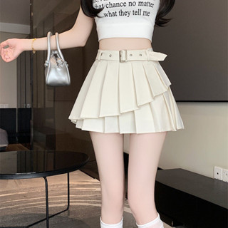 2024年夏季白色短裙高腰新款百褶裙裙子小個子辣妹設計不規則夏季百褶半身裙