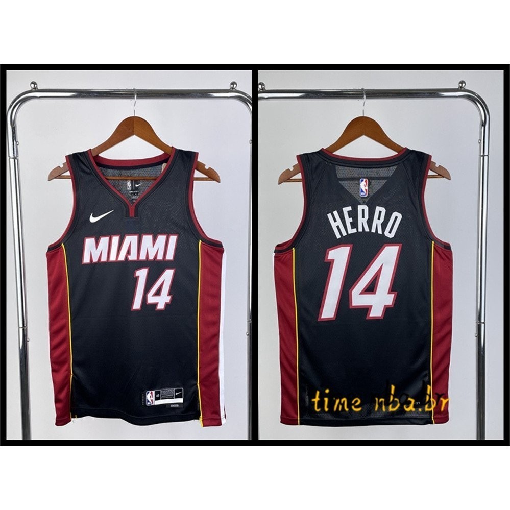 熱壓球衣 NBA邁阿密熱火#14 泰勒-希羅黑色圖標版運動服 球衣