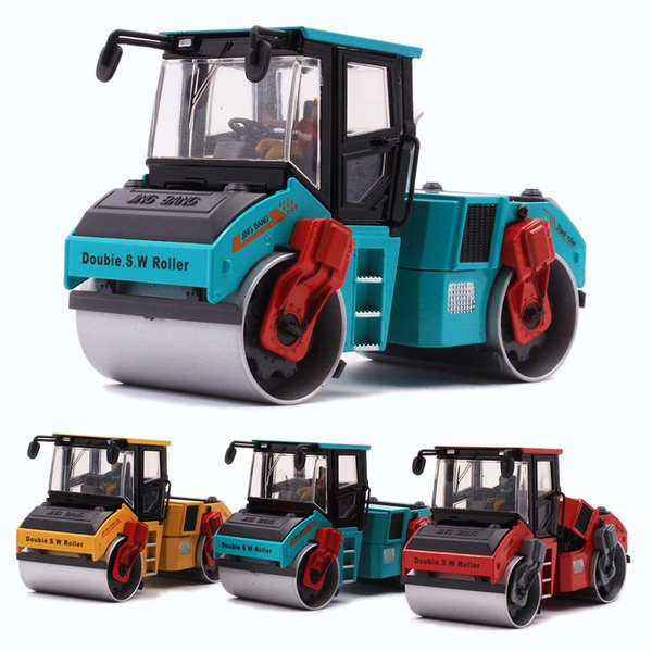 大號合金雙輪壓路機汽車模型仿真兒童玩具車鋪路機工程車運輸車