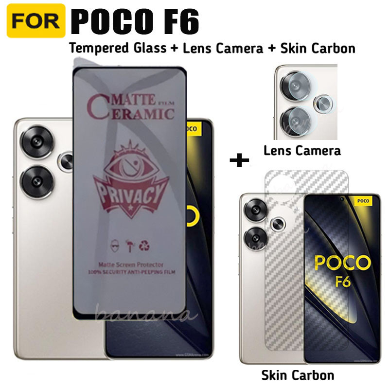 適用於 Poco F6 隱私鋼化玻璃 Poco F6 F5 Pro X6 X5 Pro C65 防窺陶瓷膜+相機鏡頭玻璃