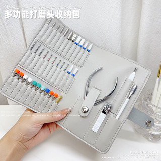 美甲打磨頭工具收納包卡扣式多功能桌面死皮剪大容量收納包 打磨機磨頭收納 工具收納包 工具包