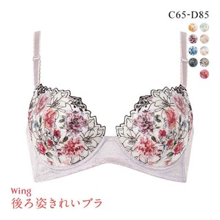 華歌爾Wing內衣女聚攏收副乳上託無痕速乾透氣日系蕾絲薄款文胸罩(40KB2721CDW)(日本直郵)1