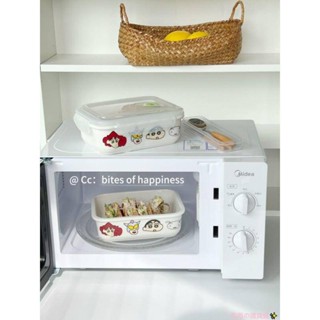 211餐具|卡通陶瓷分隔飯盒帶蓋微波爐加熱上班族專用學生便當餐盒密封保鮮可微波便當盒分隔便當盒211餐盒三格飯盒
