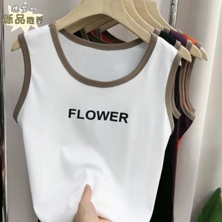MOKO👑字母顯瘦新款打底撞色無袖外穿背心打底印花女裝吊帶緊身夏季時尚上衣顯瘦