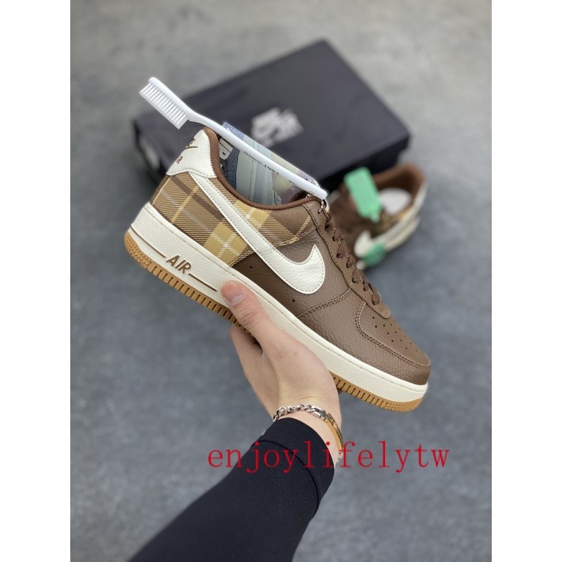 nike air force 1 Mid 07  空軍皮革休閒運動慢跑鞋 板鞋 棕色格子 DV0791-200