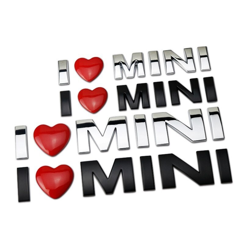 有趣的汽車 3D 金屬汽車貼紙 I LOVE MINI 徽章徽章適用於 Cooper Clubman Countryma