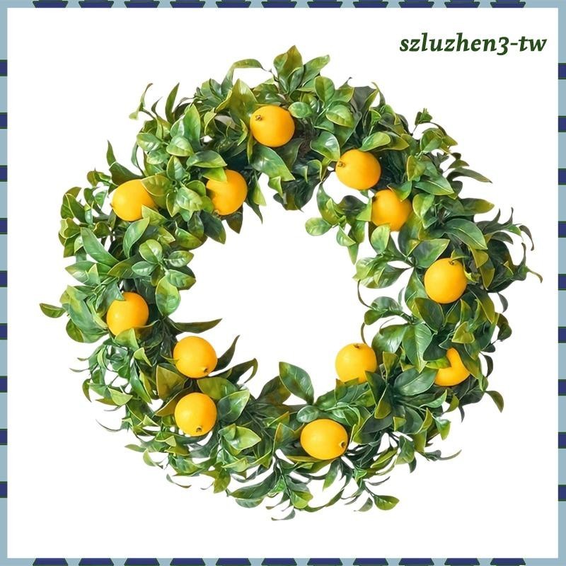 [SzluzhenfbTW] 檸檬人造花環 45cm 彈簧花環花環用於柵欄牆農舍