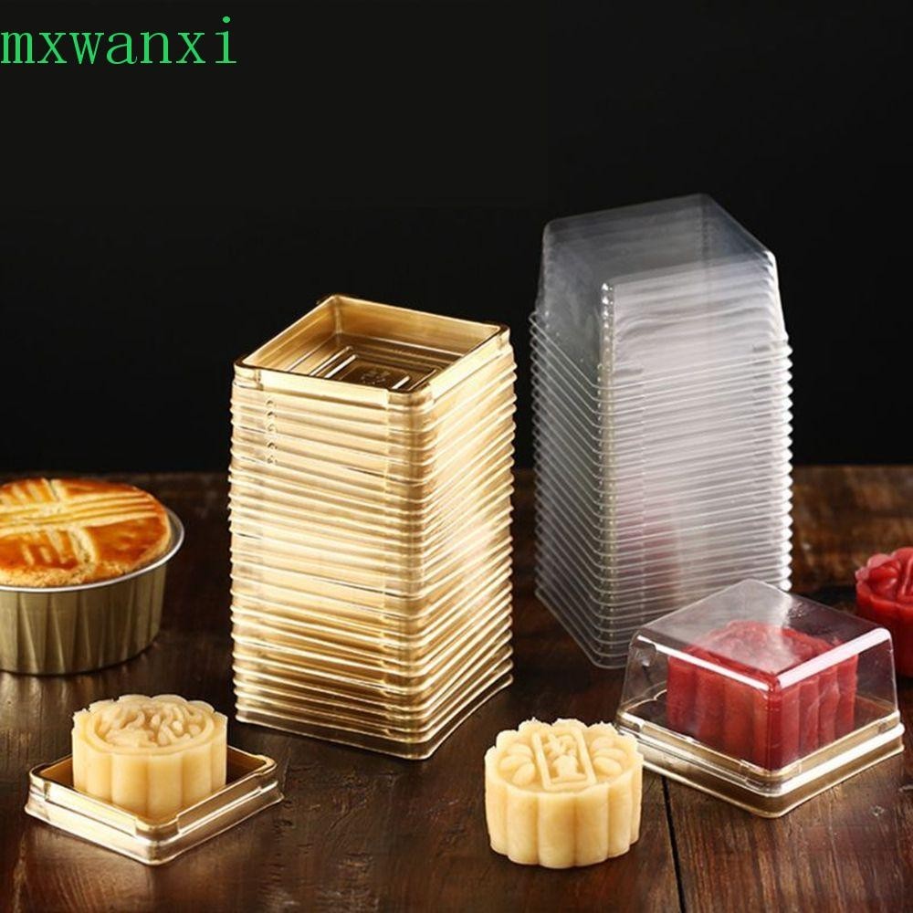 MXWANXI月餅盒金色的塑膠月餅蛋黃酥松餅結婚禮物紙杯蛋糕容器