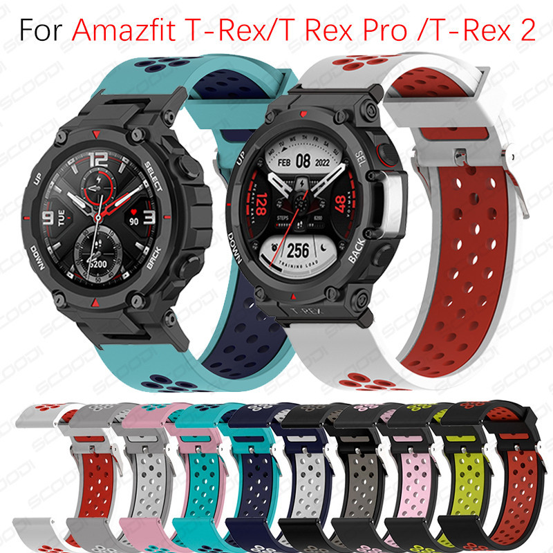 適用於Huami Amazfit T-Rex 2 / T-Rex / T-Rex Pro 智能手錶手鍊替換腕帶的運動矽膠
