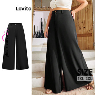 Lovito 大尺碼優雅素色女式口袋褲 LBL20383