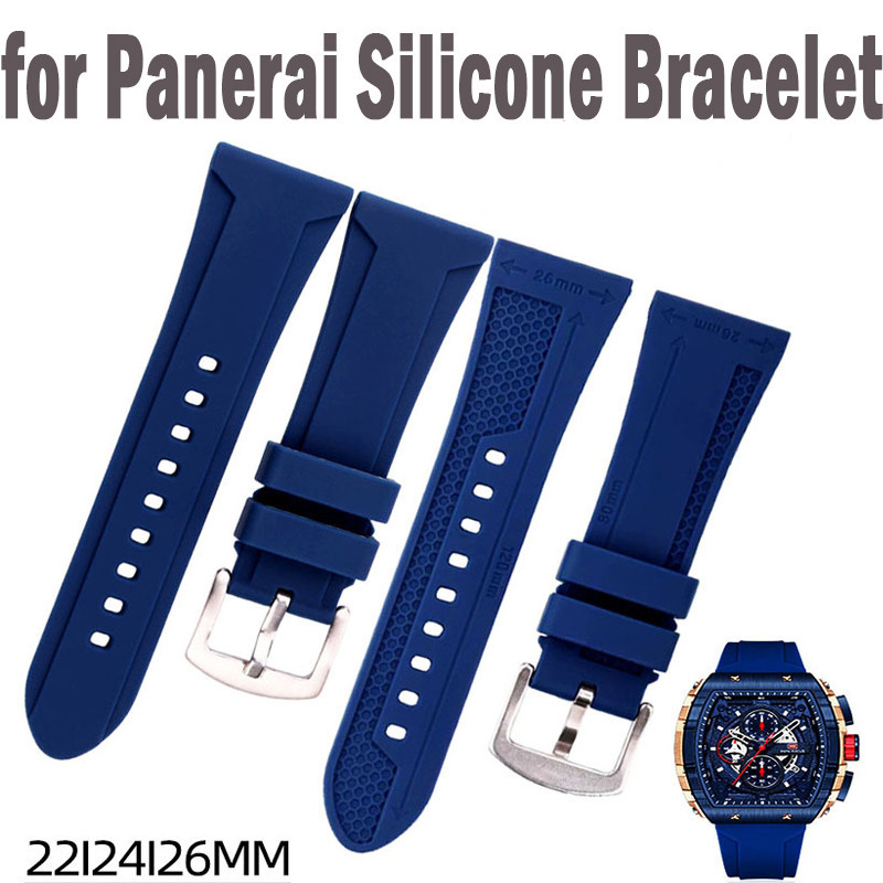PANERAI 橡膠錶帶 22 毫米 24 毫米 26 毫米適用於沛納海錶帶矽膠手鍊適用於歐米茄男士女士運動錶帶替換腕帶
