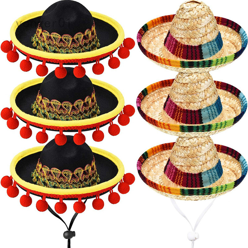 Yonger 迷你帽狂歡節萬聖節派對帽 兒童成人寵物生日墨西哥發繩小帽子