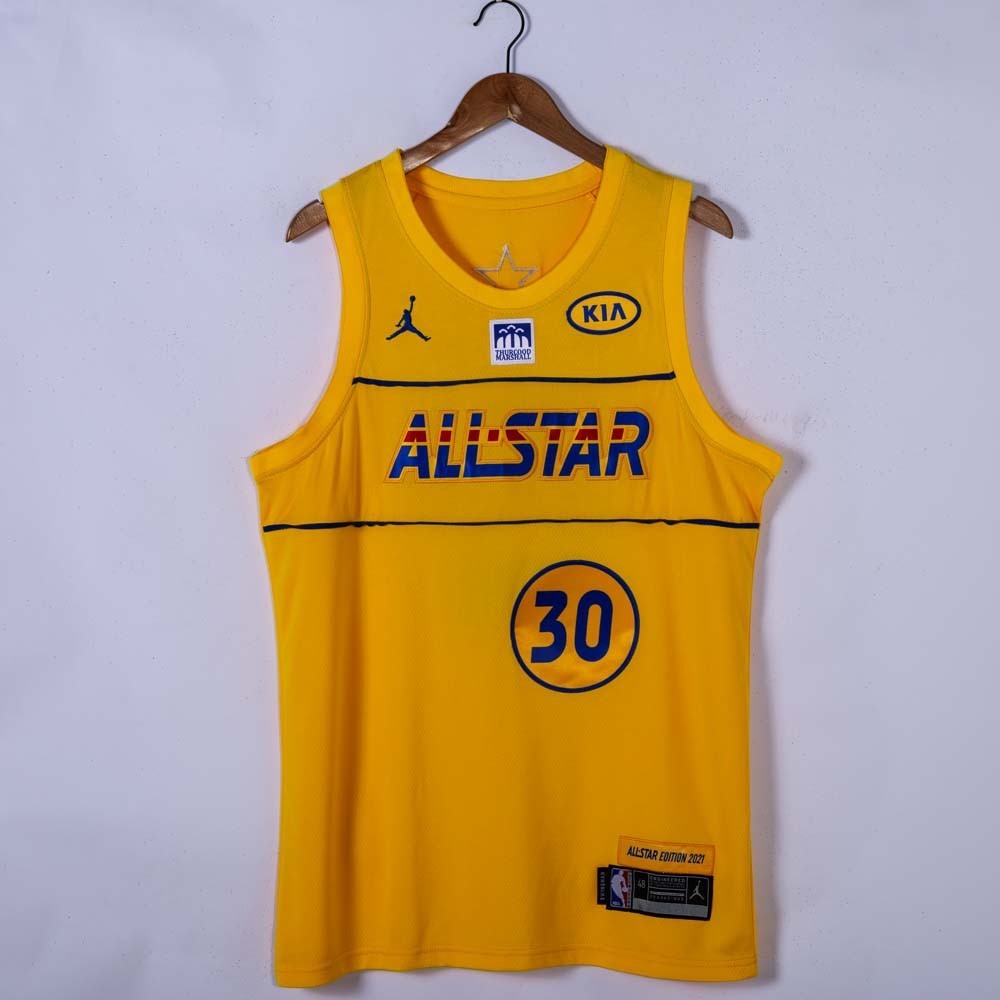 【10 款】2021 全新 NBA 球衣金州勇士隊 30 號 CURRY 2021 全明星黃色籃球球衣