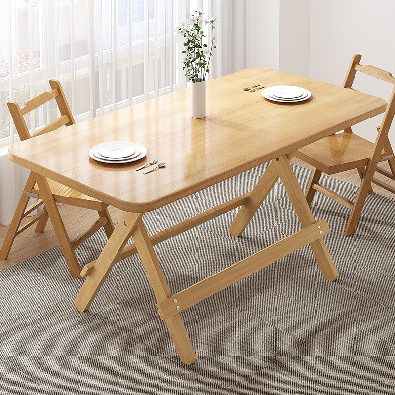 實木可摺疊餐桌正方形吃飯桌子家用飯桌簡易小戶型圓桌擺攤四方桌