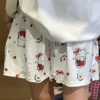 過夏天!卡通可愛kitty貓短褲透氣居家睡褲女寬鬆夏季睡衣休閒褲