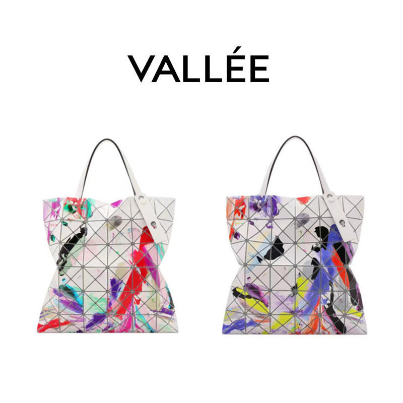 【VALLEE】✨現貨女包✨日本三宅一生同款菱格包包彩繪水墨斜挎女包六格塗鴉單肩手提托特包
