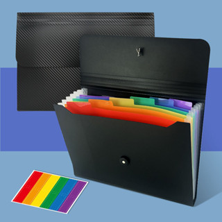 亞馬遜7格彩色PP風琴包彩虹風琴文件夾 亞馬遜辦公用品資料夾