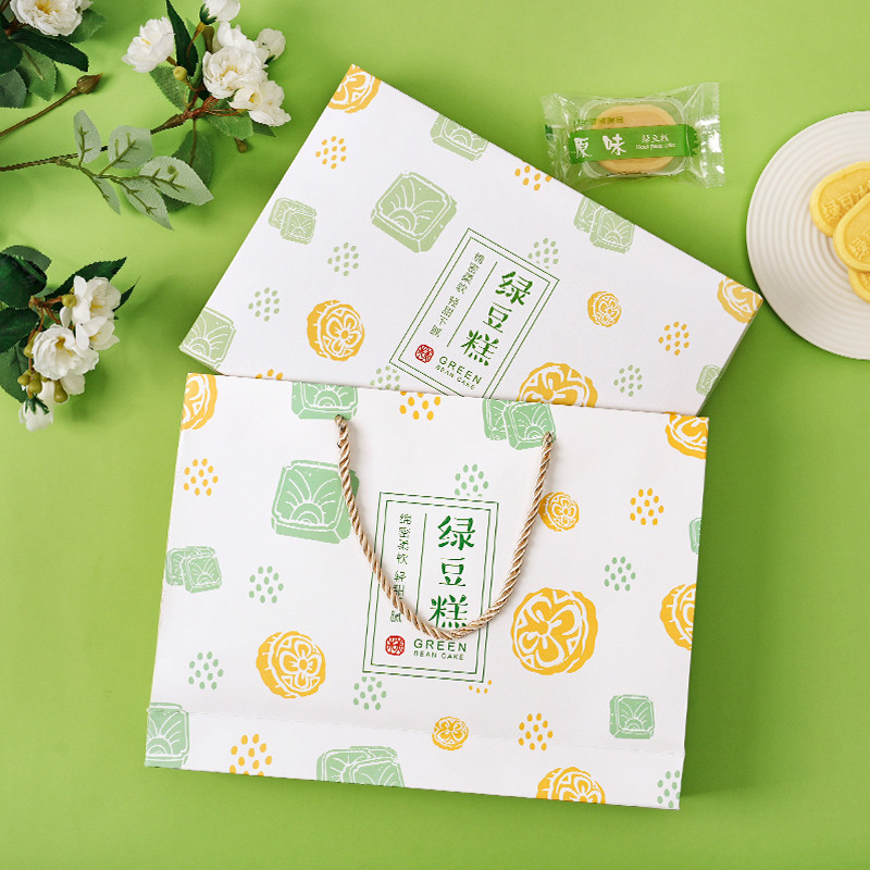 【現貨】【綠豆糕包裝】綠豆糕 包裝盒 手工糕 冰糕禮盒 手提袋 高檔 烘焙 送禮12粒 點心 紙盒子