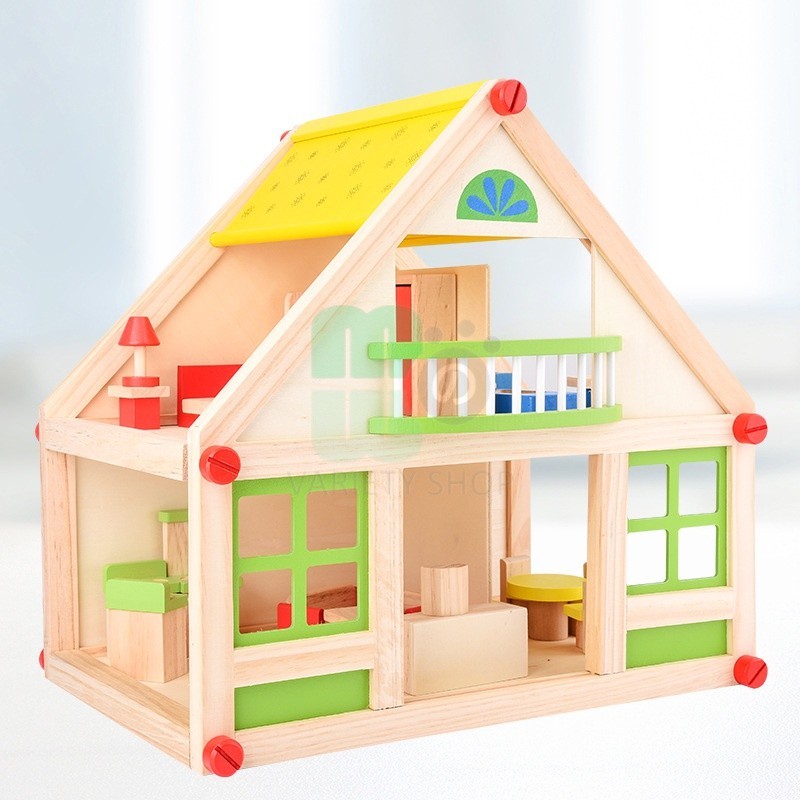 新品兒童過傢傢玩具公主房子豪華小別墅仿真房間木製質娃娃屋