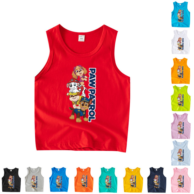 Paw Patrol 卡通兒童  背心 100% 棉男孩和女孩中性無袖襯衫 TA015