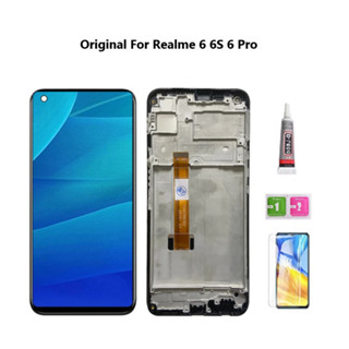 原廠 LCD 相容 REALME 6 6S 6 PRO RMX2002 LCD 顯示屏帶邊框螢幕總成螢幕總成