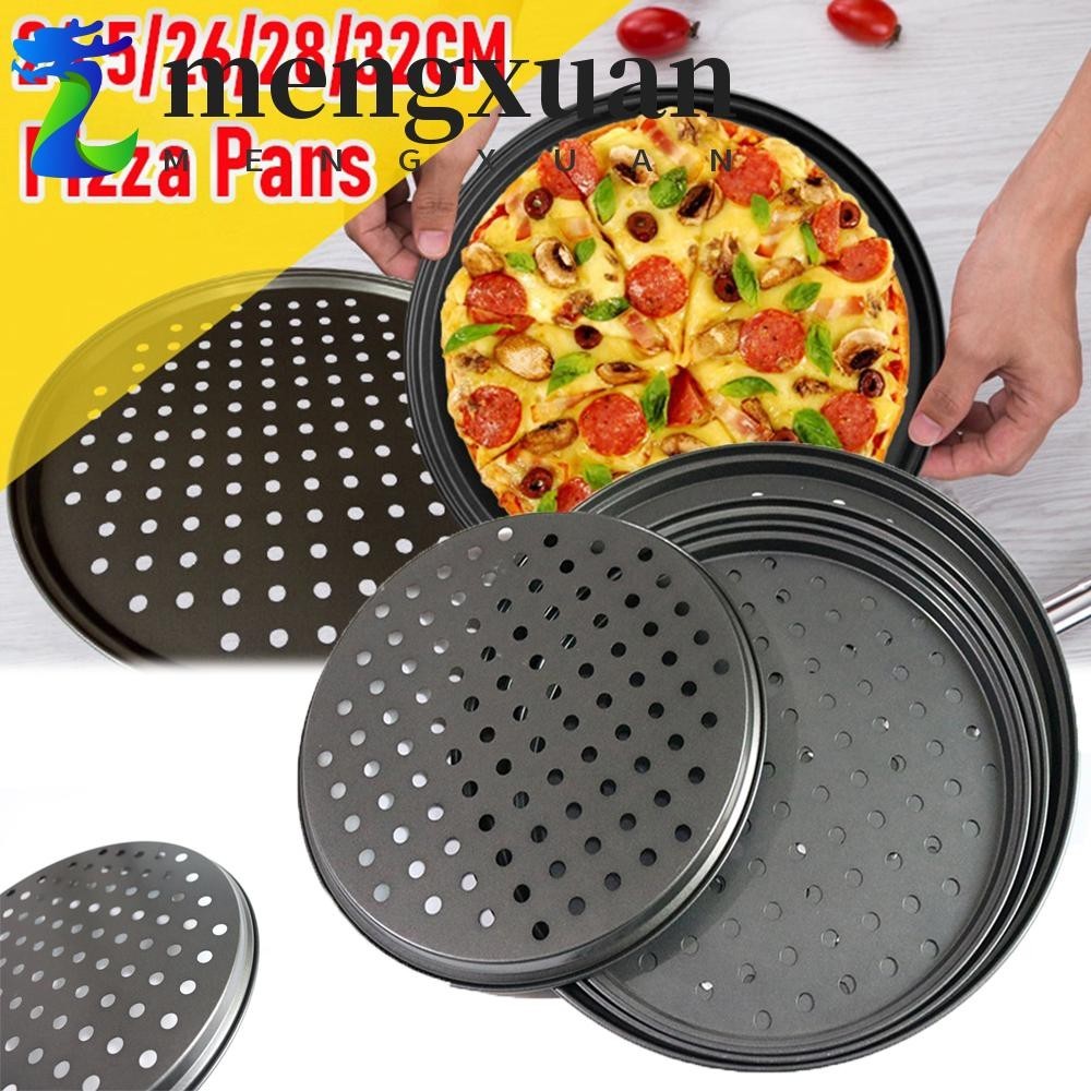 MENGXUAN披薩鍋帶孔平底鍋碳素鋼金屬網廚房用具燒烤披薩網托盤烤盤