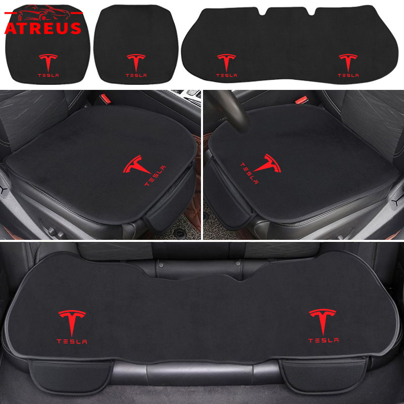 特斯拉汽車座墊座套前後座椅聚酯法蘭絨透氣墊保護墊適用於特斯拉 Model 3 Y S X 2023 2024