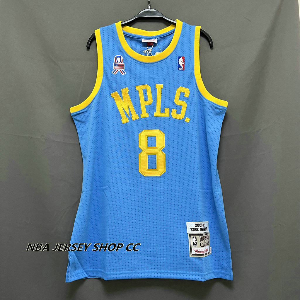 男式全新原創 NBA 2001-02 洛杉磯湖人隊 #8 Kobeˉbryant 復古球衣 MPLS 藍色 H