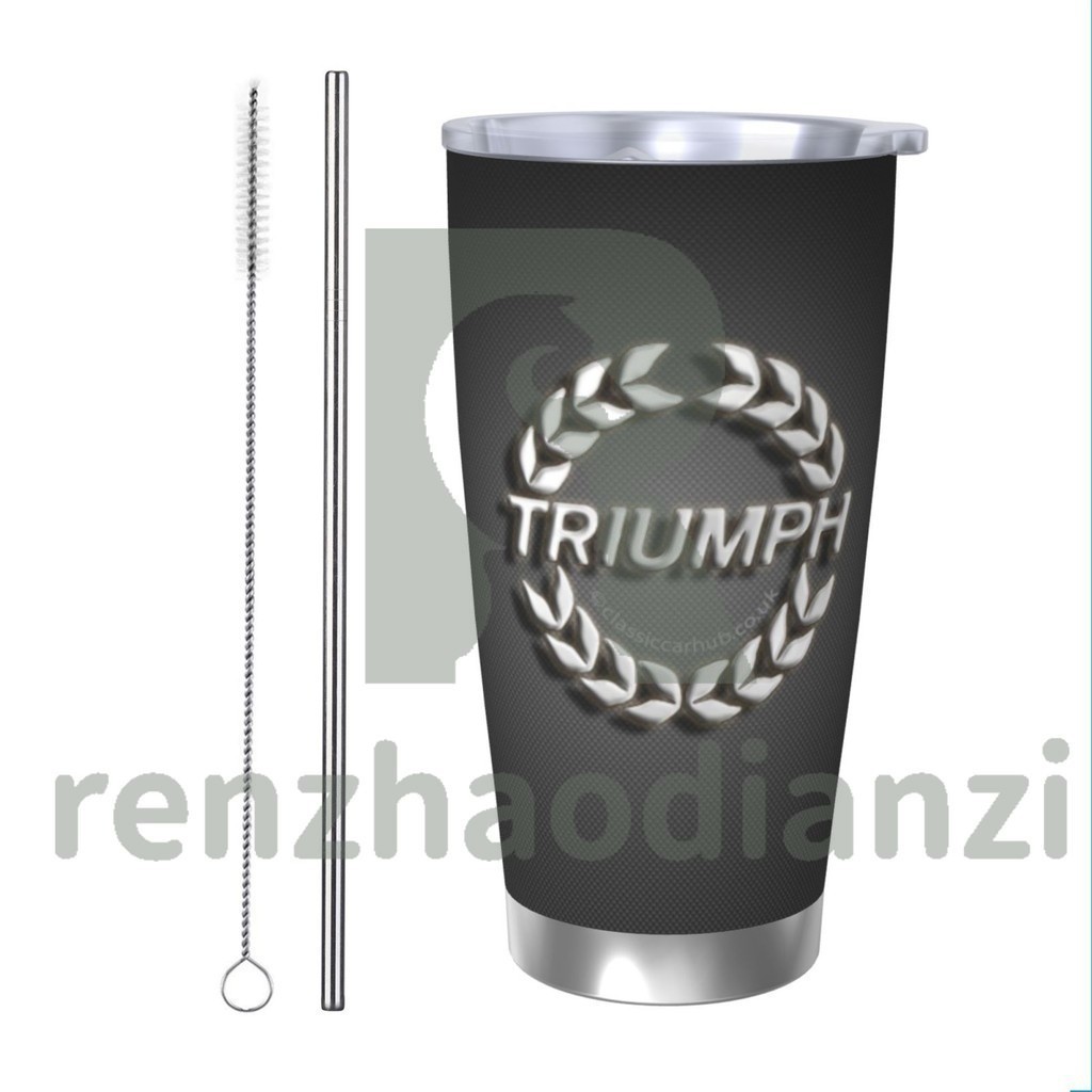 Triumph20 盎司咖啡杯帶蓋和吸管雙層真空絕緣不銹鋼旅行杯絕緣防漏粉末塗層不倒翁室內和室外