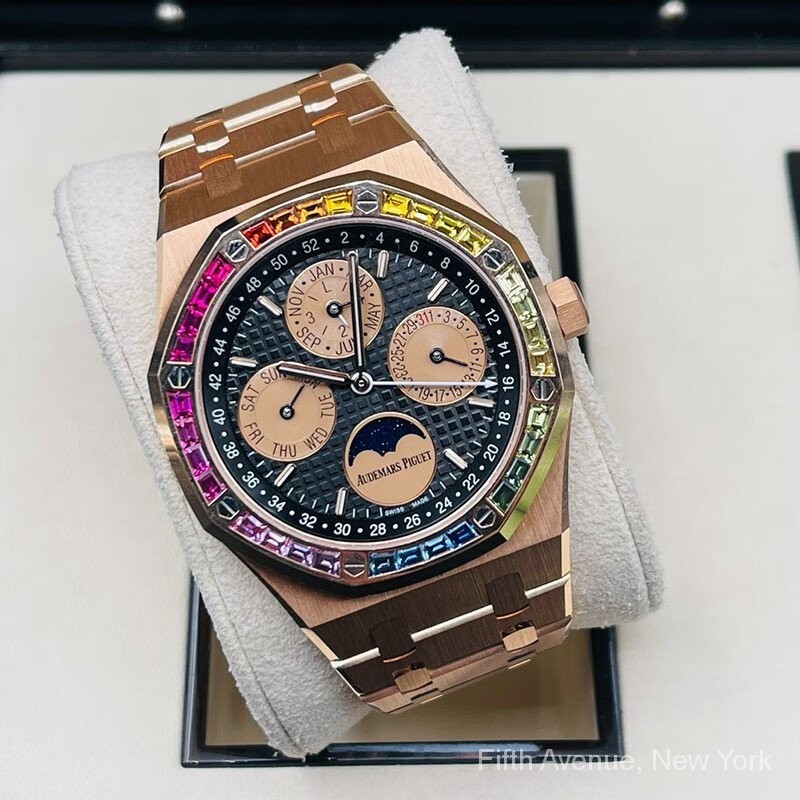 AP 皇家橡樹系列26614OR 彩虹盤萬年曆手錶男士自動機械腕錶限量20支男表