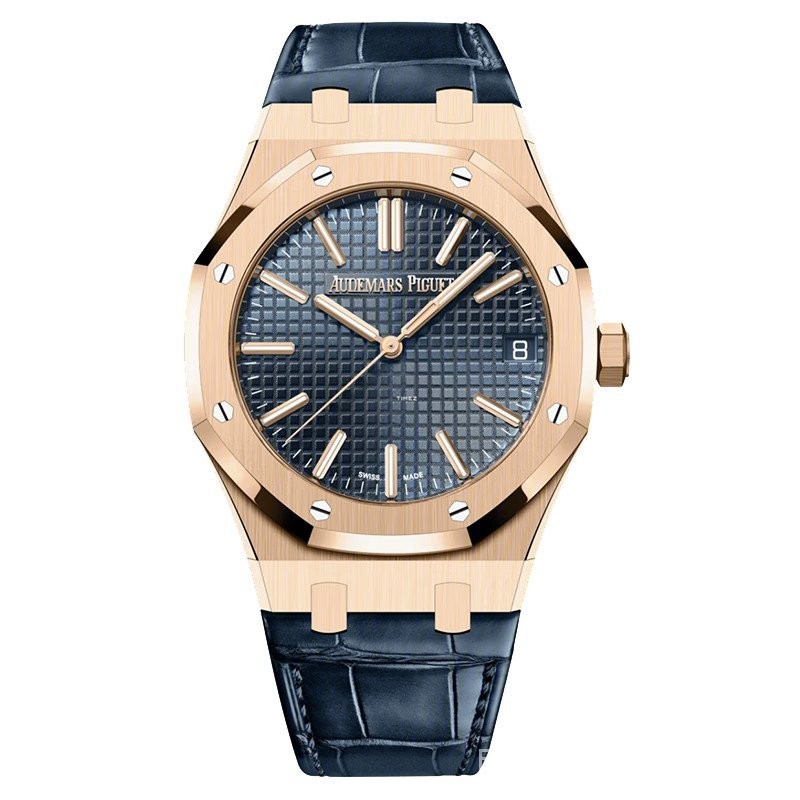 AP 男表皇家橡樹系列15510OR玫瑰金藍盤自動機械男士時尚休閒商務腕錶
