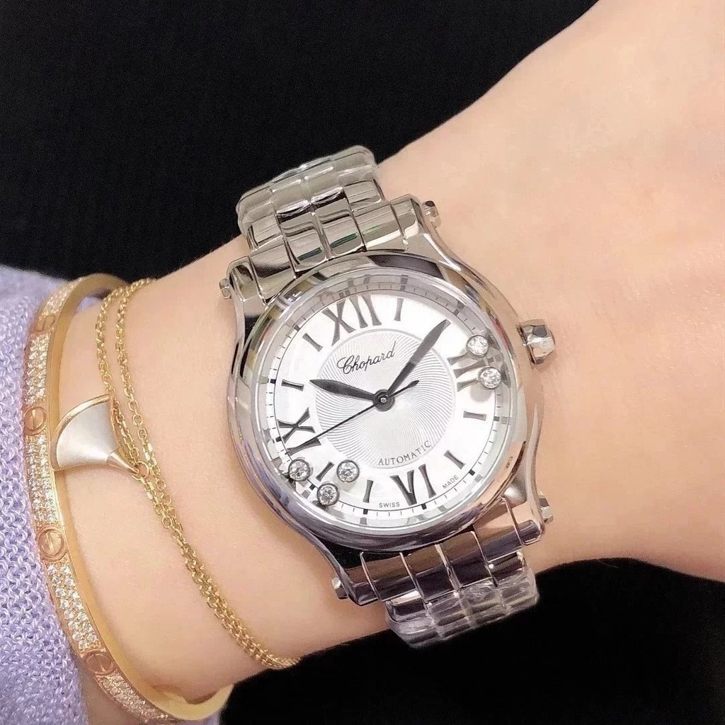 蕭邦快樂鑽系列鋼帶手錶 30mm/36mm機械女士時尚腕錶 肖邦快樂鑽HAPPY DIAMONDS鋼帶機械錶全自動機械時