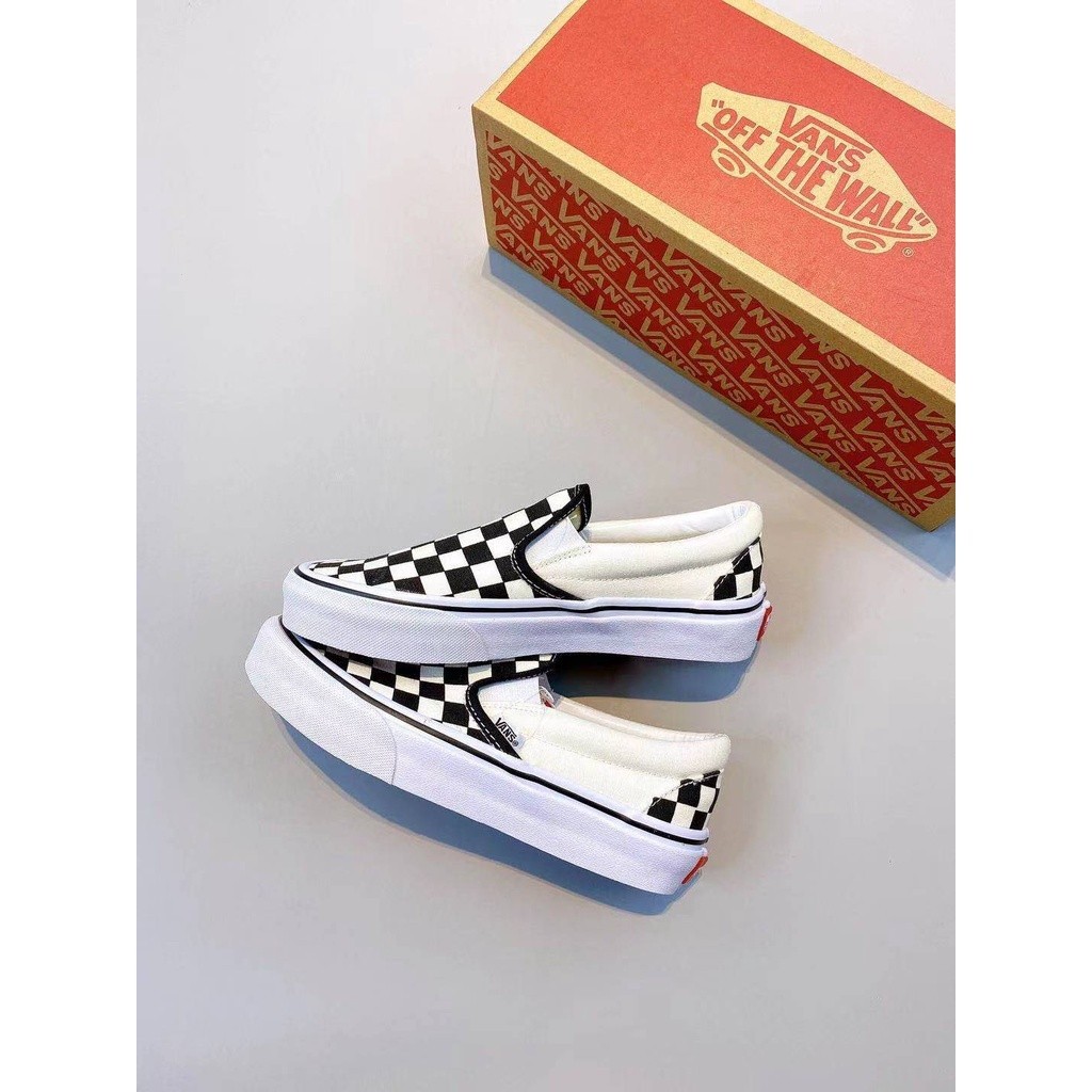 范斯 Vans Slip-On Classic Checkerboard 鞋帶學生運動鞋橡膠鞋底中性襪或鑰匙扣