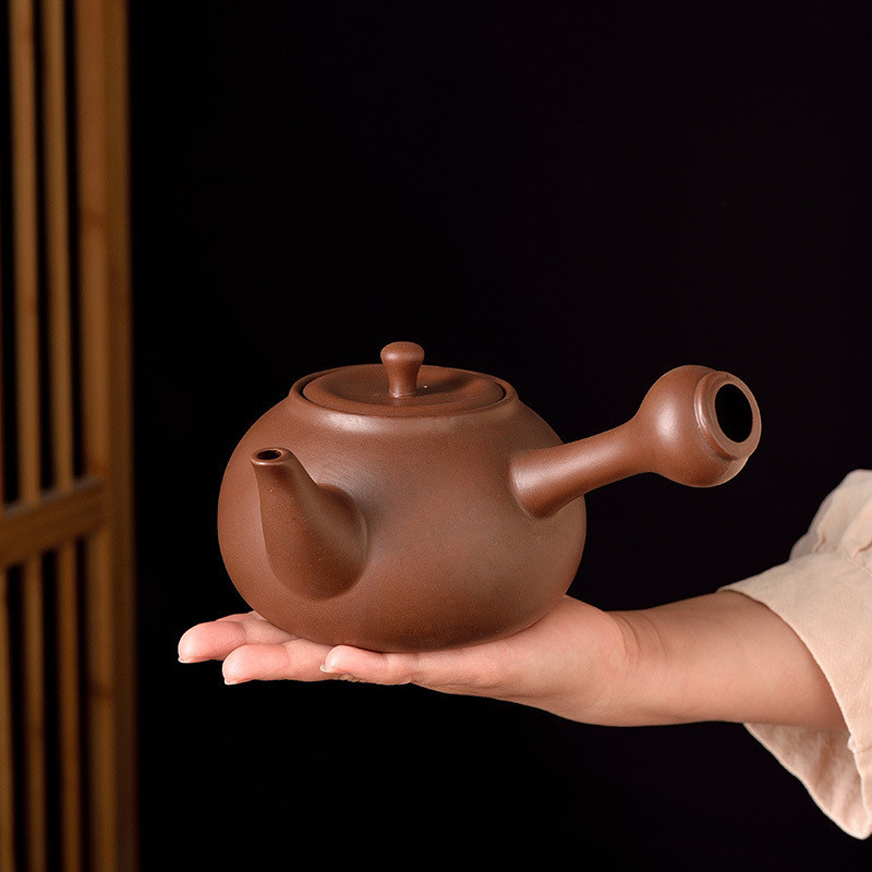 新款紫砂酒精爐家用戶外鼓形提樑壺復古側把壺便攜式圍爐煮茶套裝