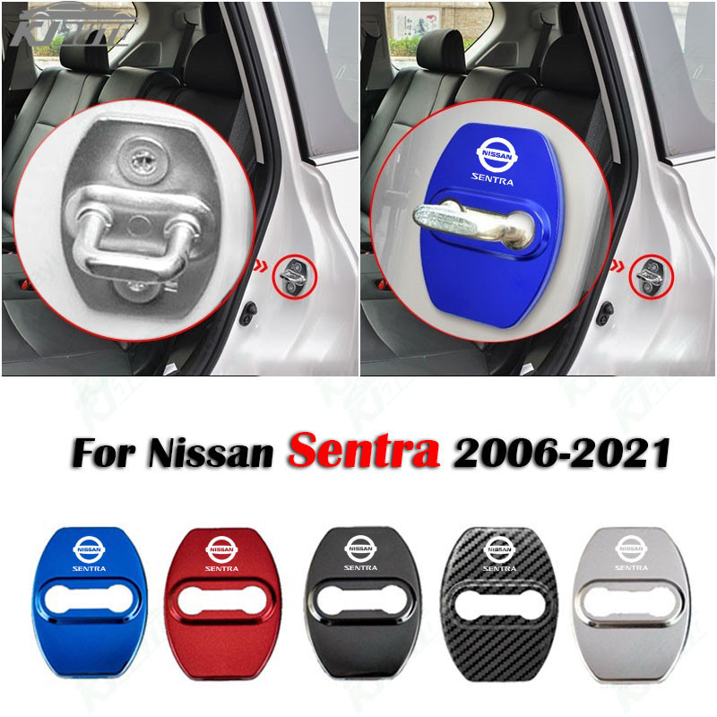 4 件裝 Nissan Sentra 2006-2021 不銹鋼門鎖蓋門保護罩汽車改裝裝飾配件